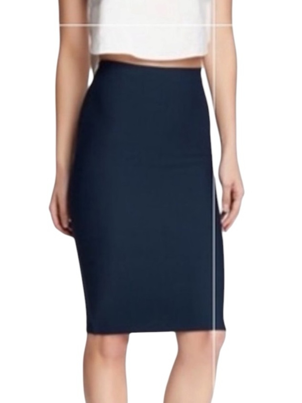 Nadia Tarr blue ribbed, body con pencil skirt size small